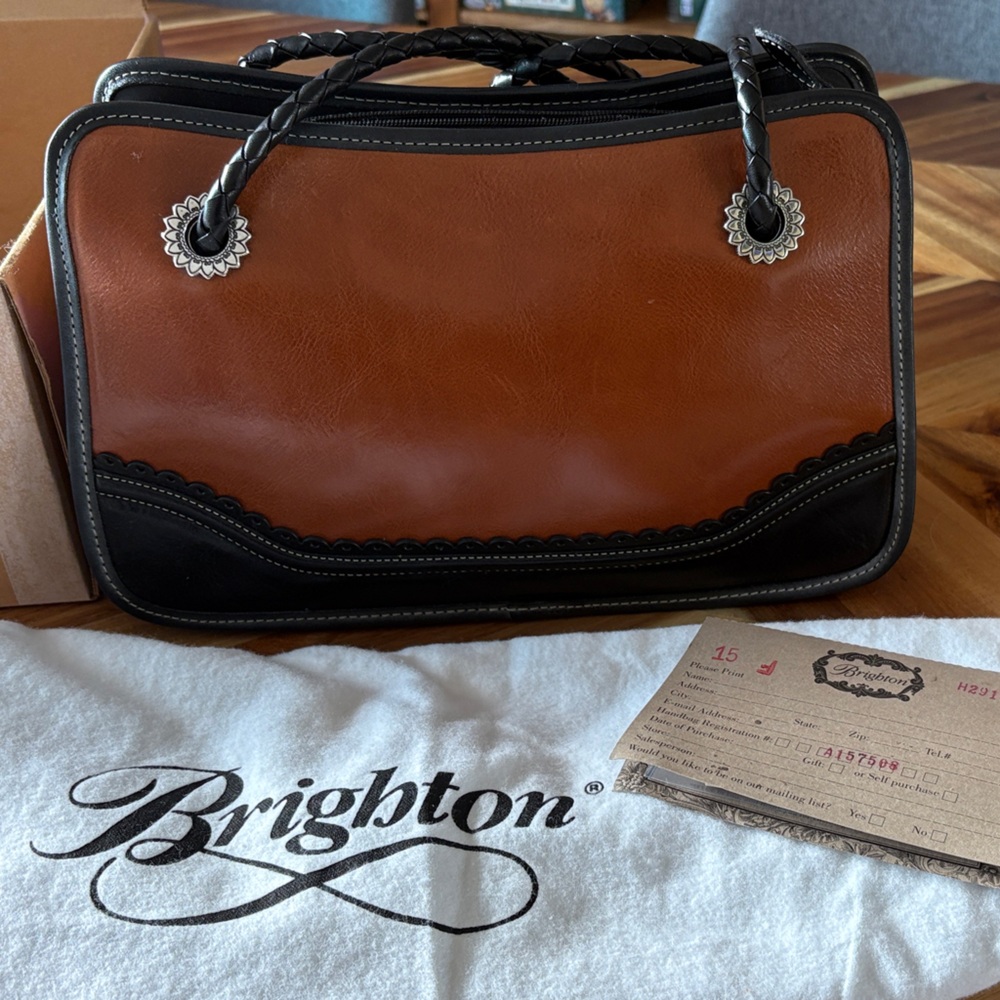Brighton Black and Brown Leather Tote